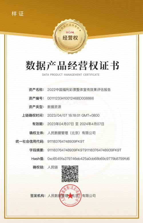 数据产品经营权证书